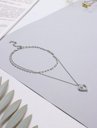 Кулон на цепочке с жемчугом «Олимпия», сердце, белый в серебре, 40 см - Фото 2