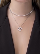 Кулон на цепочке с жемчугом «Олимпия», сердце, белый в серебре, 40 см - Фото 6