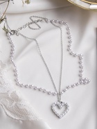 Кулон на цепочке с жемчугом «Олимпия», сердце, белый в серебре, 40 см - Фото 8