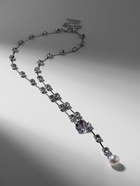 Колье с жемчугом «Цепь» импровизация, шар №8, белое в серебре, L= 40 см - Фото 2