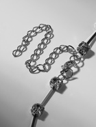 Колье с жемчугом «Цепь» импровизация, шар №8, белое в серебре, L= 40 см - Фото 4