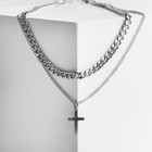Кулон «Цепь» крестик, цвет серебро, 43 см - фото 8492986