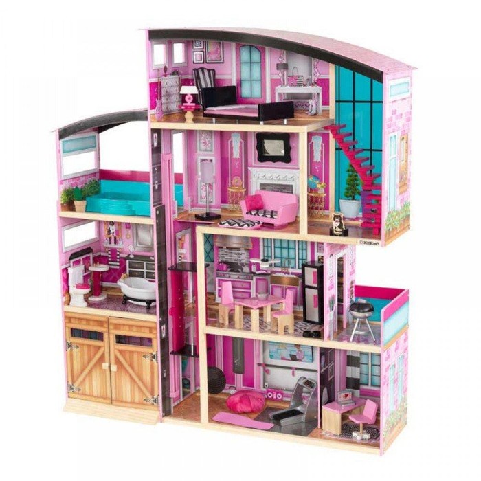 Домик кукольный деревянный KidKraft «Мерцание», четырёхэтажный, с мебелью - фото 1911393871