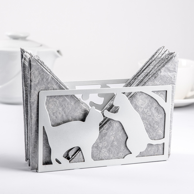 Салфетница Доляна «Кошки», 14×4×8 см, цвет белый