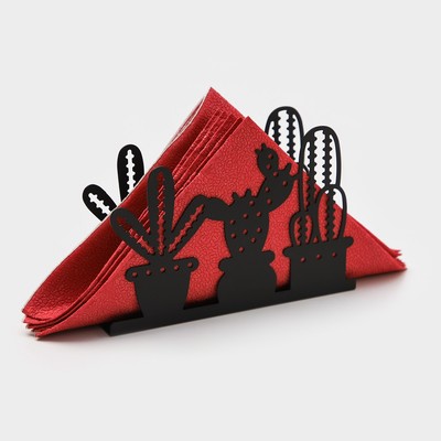 Салфетница Доляна «Кактусы», 15×4×10 см, чёрная