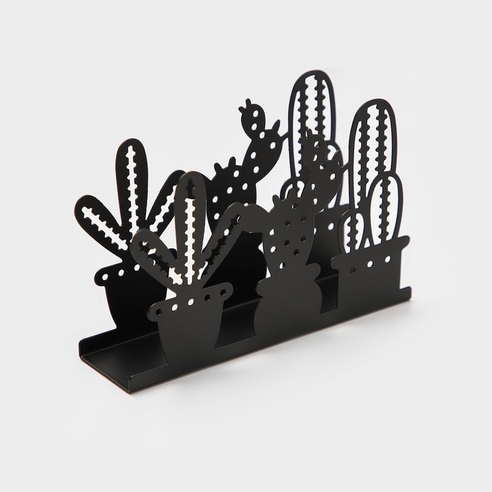 Салфетница Доляна «Кактусы», 15×4×10,3 см, цвет чёрный