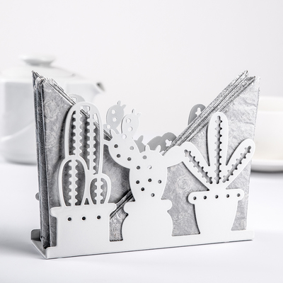 Салфетница Доляна «Кактусы», 15×4×10,3 см, цвет белый