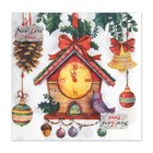 Новогодние салфетки бумажные Fresco «Часики», 2 слоя, 33х33 см, 20 шт - Фото 2