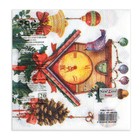 Новогодние салфетки бумажные Fresco «Часики», 2 слоя, 33х33 см, 20 шт - Фото 3