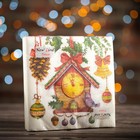 Новогодние салфетки бумажные Fresco «Часики», 2 слоя, 33х33 см, 20 шт - Фото 4