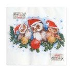 Салфетки новогодние бумажные «Совята», 2 слоя, 33×33 см, 20 шт. - Фото 2