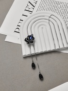 Кулон на цепочке «Цветок», роза, чёрно-синий в серебре, 72 см - Фото 1