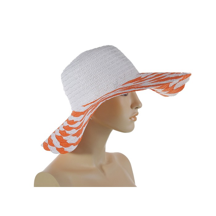 Шляпа пляжная "Иветта", цвет оранжево-белый, обхват головы 58 см, ширина полей 11 см - Фото 1