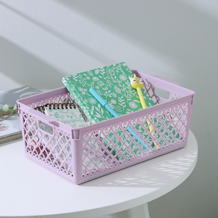 Корзинка пластиковая для хранения «Романо», 30×17,5×11 см, цвет МИКС - Фото 1