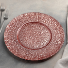 Тарелка стеклянная подстановочная Magistro «Кринкл», d=33 см, цвет розовый - фото 4285207