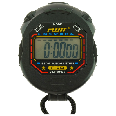 Секундомер FLOTT, 7.7×6.2×1.9 см, 2 отсечки, будильник, часы, календарь