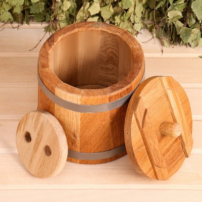 Бочка для засолки, 3 л, дубовая, с гнётом, «Добропаровъ»
