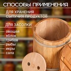 Кадка-бочка для засолки дубовая, 10 л, нержавеющий обруч, с крышкой, с гнетом 4606521 - фото 1058913