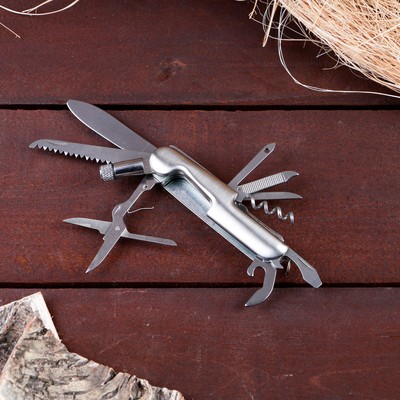 Нож швейцарский «Альпы», 11 в 1, с фонариком