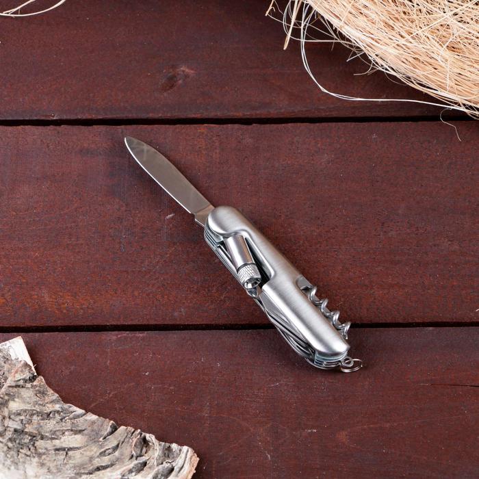 Нож швейцарский "Альпы", 11в1 с фонариком - фото 1907037751