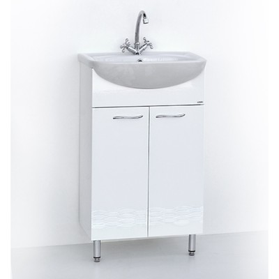 Тумба напольная «Бриз 60», с раковиной «Грация», цвет белый