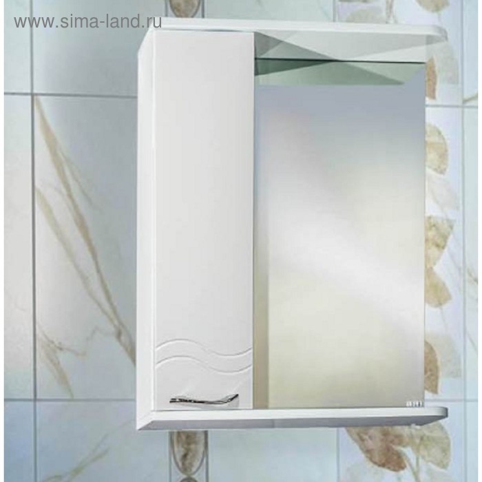 Зеркало - шкаф «Волна 55», левый, с подсветкой, 550×150×700 мм, цвет белый
