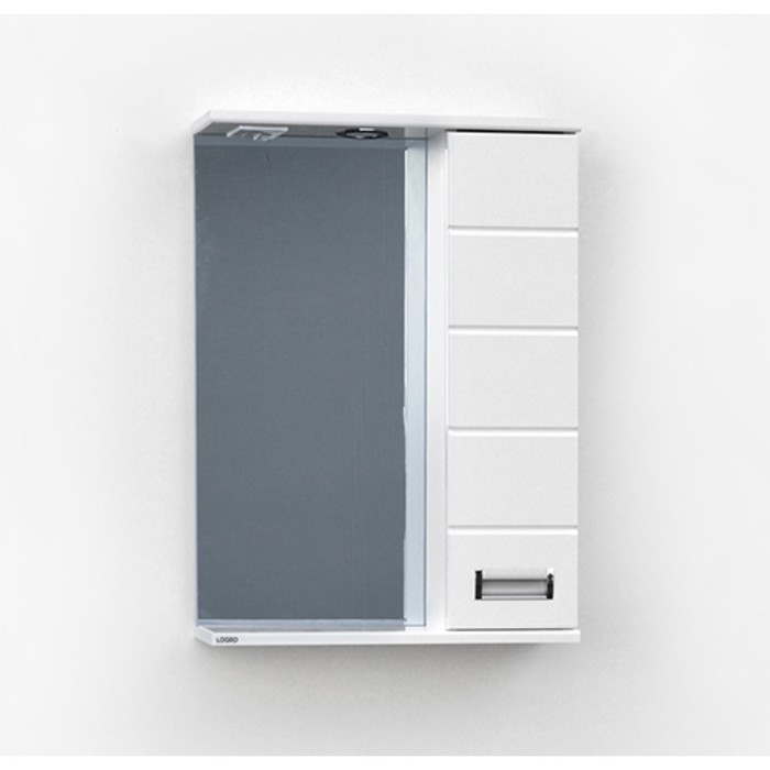 Зеркало – шкаф «Ника», правый, с подсветкой, 600×150×700 мм, цвет белый - Фото 1