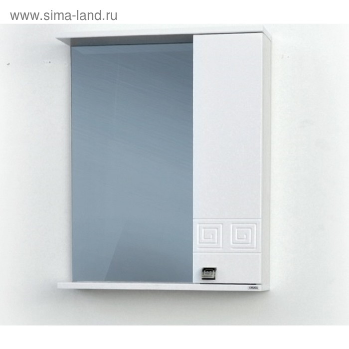 Зеркало - шкаф «Этно», правый, с подсветкой, 600×150×700 мм, цвет белый