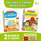 Книги многоразовые с маркером «Напиши и сотри. Развиваем мелкую моторику», набор 2 шт. по 12 стр. - Фото 1