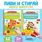 Книги с маркером «Напиши и сотри. Лабиринты и путаницы», набор 2 шт. по 12 стр., многоразовые - Фото 1