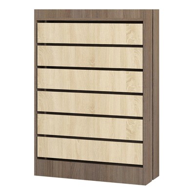 Обувница в прихожую «ЯПТ-2 Ямайка», 6 ящиков, 700×271×1026 мм, цвет ясень шимо тёмный/дуб сонома