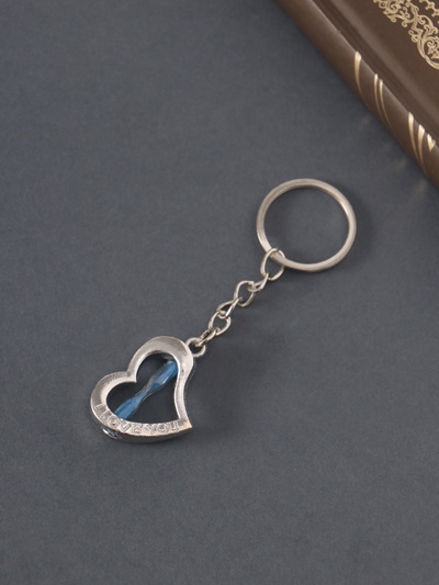 Брелок для ключей на кольце «Песочные часики в сердце», металл, 3×2.5 см