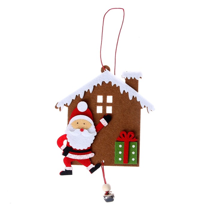 Набор для создания подвесной ёлочной игрушки из фетра «Дед Мороз у дома» - фото 1908495951