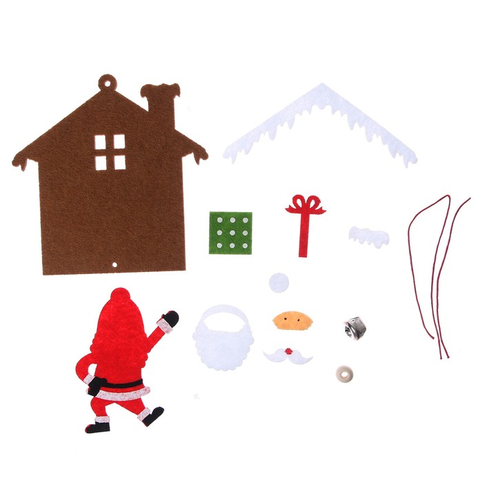 Набор для создания подвесной ёлочной игрушки из фетра «Дед Мороз у дома» - фото 1908495952