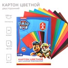 Картон цветной немелованный, двусторонний, А4 8 л., 8 цв., PAW PATROL, 220г/м2 - Фото 1