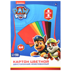 Картон цветной немелованный, двусторонний, А4 8 л., 8 цв., PAW PATROL, 220г/м2 - Фото 6