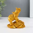 Нэцке полистоун золото "Слон на горке монет" 8,7х7,5х5,4 см - Фото 2
