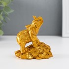 Нэцкэ фигурка «Слон на горке монет», полистоун, золотой, 8.7×7.5×5.4 см - Фото 2