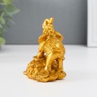 Нэцке полистоун золото "Слон на горке монет" 8,7х7,5х5,4 см - Фото 3