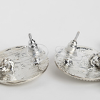 Серьги металл «Афина» круг и прямоугольник, цвет серебро - Фото 3