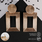 Серьги металл «Афина» круг и прямоугольник, цвет золото - Фото 3