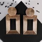 Серьги металл «Афина» круг и прямоугольник, цвет золото - Фото 5