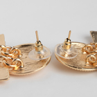 Серьги металл «Афина» круг и прямоугольник, цвет золото - Фото 4