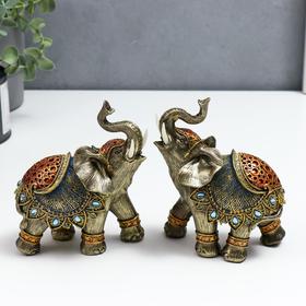 Фигурка полистоун «Слон в синей попоне с сапфирами», 14×13×6 см, МИКС