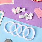 Набор для волос «Манюня», 6 шт.: 2 зажима, 4 резинки, бабочки, белый - Фото 3