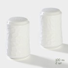 Набор для специй BellaTenero «Кракле», солонка 100 мл, перечница 100 мл, сахарница с ложкой 350 мл, на бамбуковой подставке, фарфор, белый - Фото 3