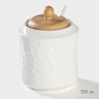 Набор для специй BellaTenero «Кракле», солонка 100 мл, перечница 100 мл, сахарница с ложкой 350 мл, на бамбуковой подставке, фарфор, белый - Фото 7