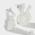 Набор для специй BellaTenero «Лисы», солонка 80 мл, перечница 80 мл, на бамбуковой подставке, фарфор, белый - Фото 3