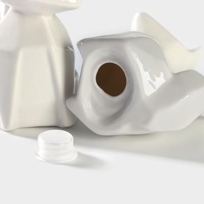 Набор для специй BellaTenero «Лисы», солонка 80 мл, перечница 80 мл, на бамбуковой подставке, фарфор, белый