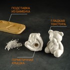 Набор фарфоровый для специй на деревянной подставке Доляна «Медведи», 2 предмета: солонка, перечница, цвет белый - Фото 3